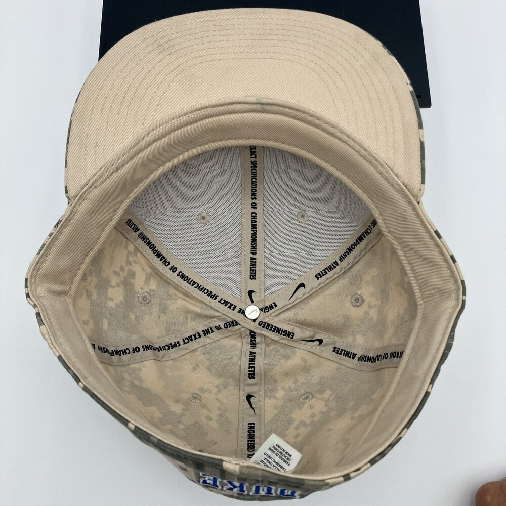 Nike Duke Blue Devils Camo Fitted Hat 7 5/8 Green Blue D NCAA Cotton Cap - Picture 6 of 12